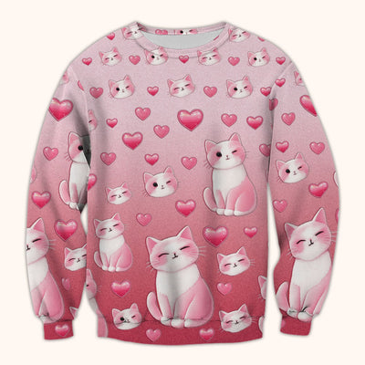 Valentine Cat Scrub Top, Cute Heart Pattern Nurse Shirt, Comfortable Scrubs For Nursing