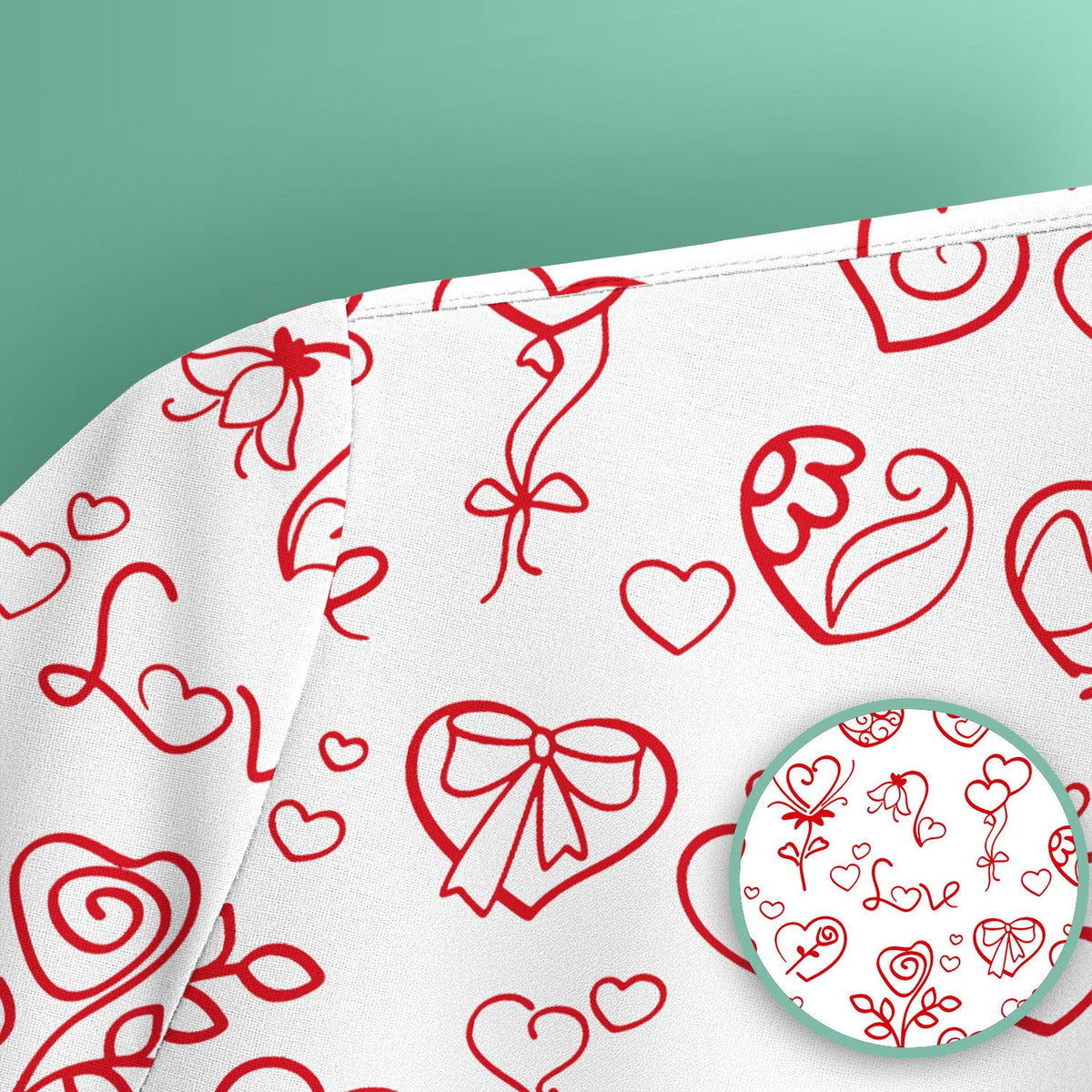 Cute Valentine Heart Scrub Top, Artistic Heart Pink Love Line Art Pattern Nurse Shirt, Comfortable Scrubs For Nursing