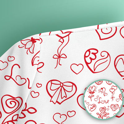Cute Valentine Heart Scrub Top, Artistic Heart Pink Love Line Art Pattern Nurse Shirt, Comfortable Scrubs For Nursing
