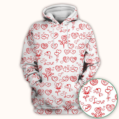 Cute Valentine Heart Scrub Top, Artistic Heart Pink Love Line Art Pattern Nurse Shirt, Comfortable Scrubs For Nursing