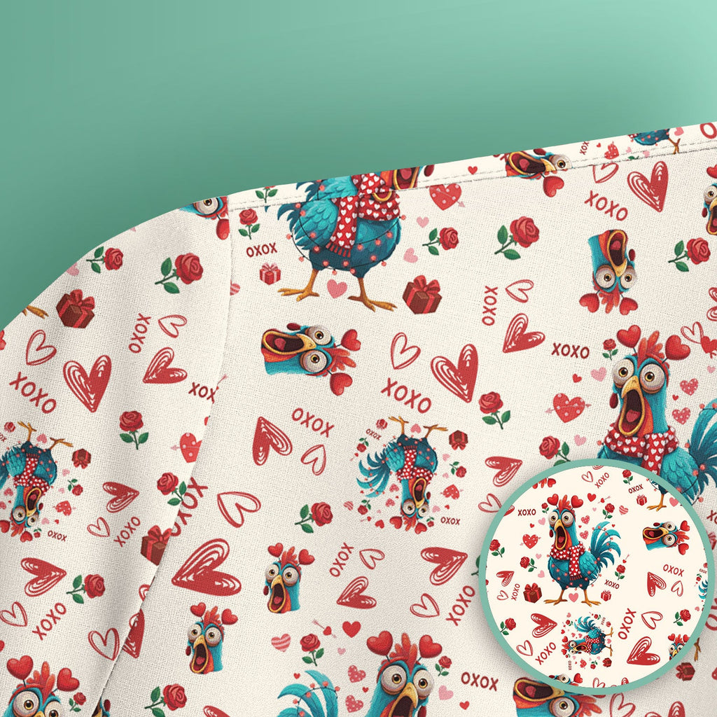 Funny Rooster Valentine Scrub Top, Cute Chicken XOXO Heart Pattern Nurse Shirt, Breathable Fabrics Nursing Uniform