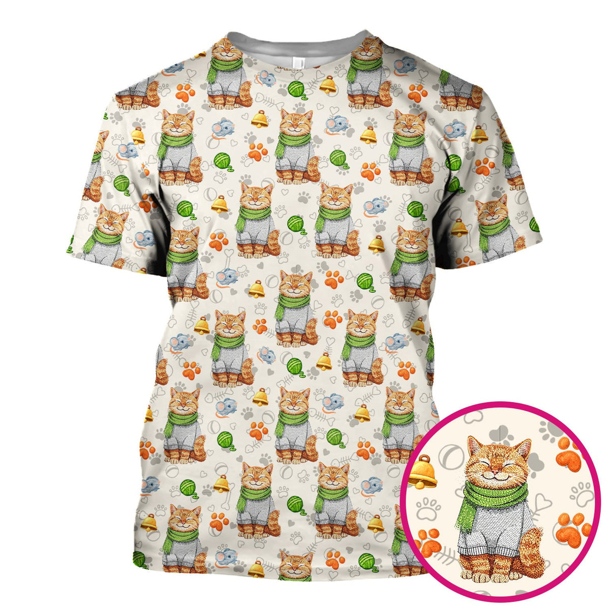Adorable Cat Lover Nurse Scrub Top, Cute Cat Medical Pattern Shirt, Breathable Fabrics Nursing Uniform