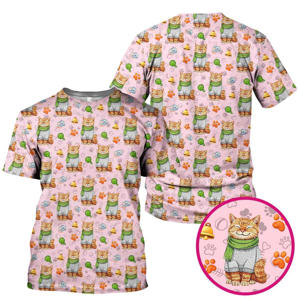 Adorable Cat Lover Nurse Scrub Top, Cute Cat Medical Pattern Shirt, Breathable Fabrics Nursing Uniform