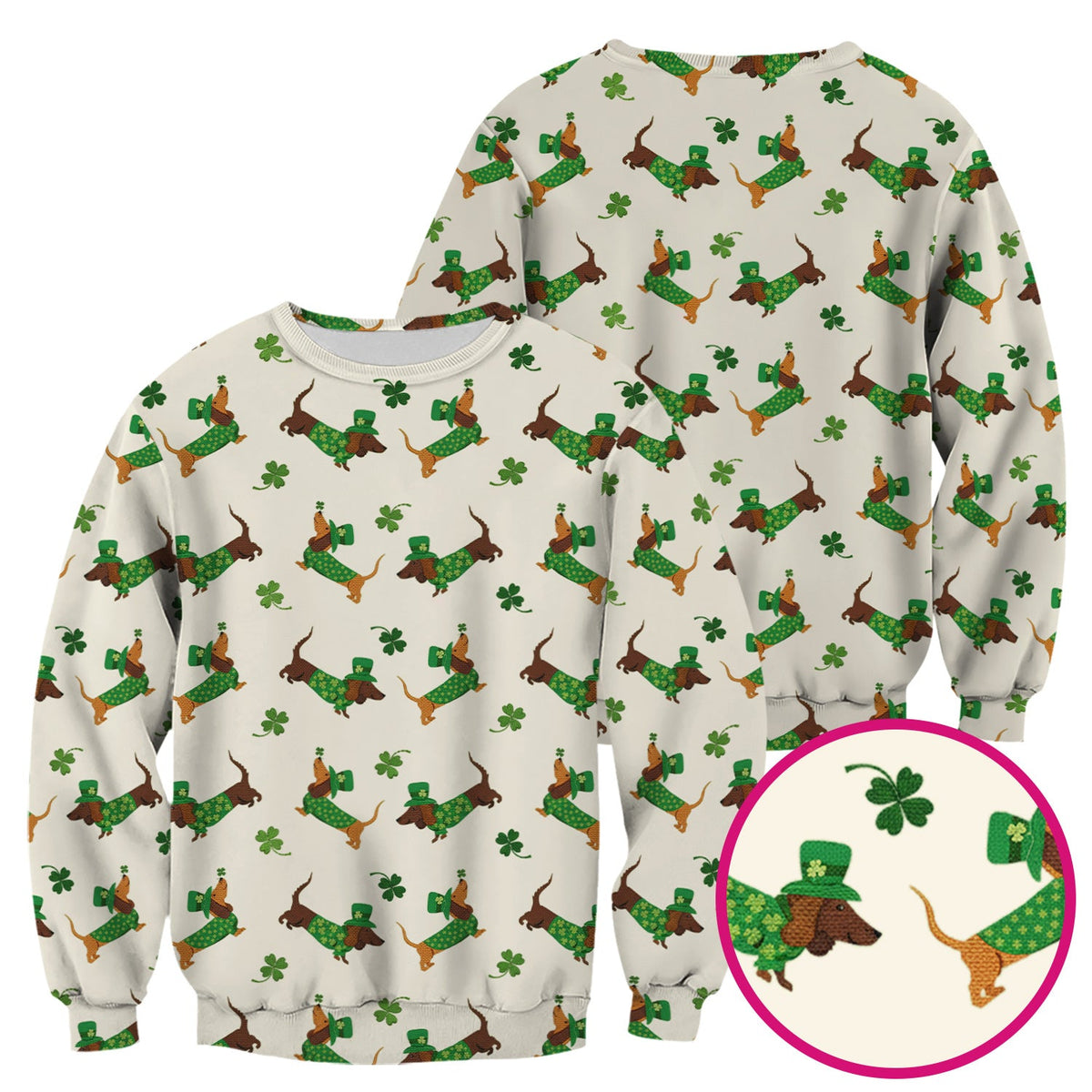 St. Patrick’s Day Dachshund Scrub Top, Funny Wiener Dog Nurse Shirt, Breathable Fabrics Nursing Uniform