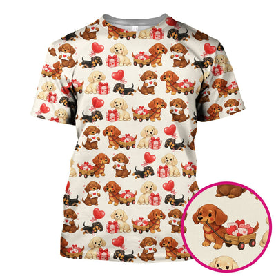 Cute Dachshund Nurse Scrub Top For Nurses, Wiener Dog Pattern Nurse Shirt, Breathable Fabrics Nursing Uniform