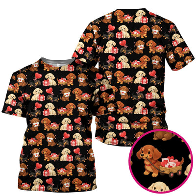 Cute Dachshund Nurse Scrub Top For Nurses, Wiener Dog Pattern Nurse Shirt, Breathable Fabrics Nursing Uniform