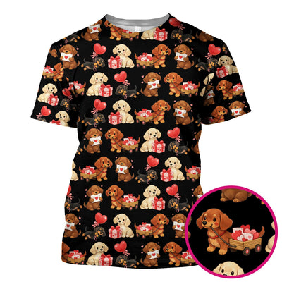Cute Dachshund Nurse Scrub Top For Nurses, Wiener Dog Pattern Nurse Shirt, Breathable Fabrics Nursing Uniform