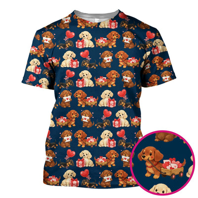 Cute Dachshund Nurse Scrub Top For Nurses, Wiener Dog Pattern Nurse Shirt, Breathable Fabrics Nursing Uniform