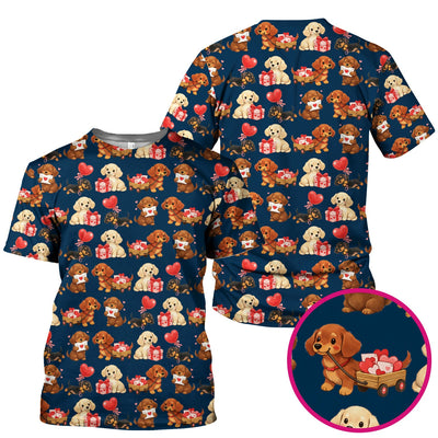 Cute Dachshund Nurse Scrub Top For Nurses, Wiener Dog Pattern Nurse Shirt, Breathable Fabrics Nursing Uniform