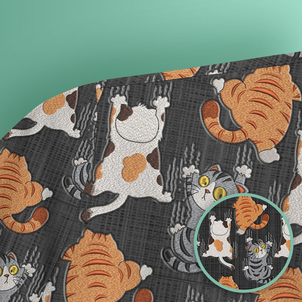 Cute Cat Pattern Nurse Scrub Top, Cats Medical Pattern Shirt, Breathable Fabrics Nursing Uniform