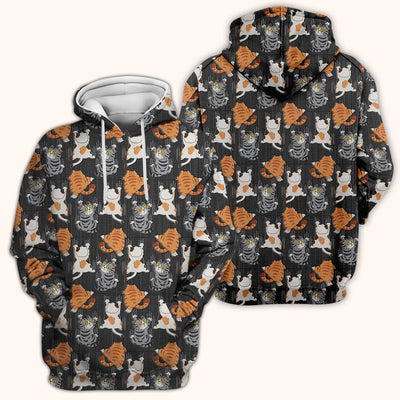Cute Cat Pattern Nurse Scrub Top, Cats Medical Pattern Shirt, Breathable Fabrics Nursing Uniform