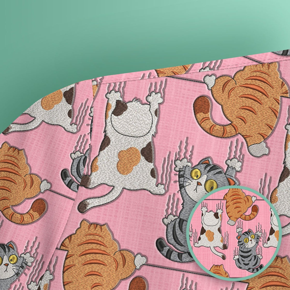 Cute Cat Pattern Nurse Scrub Top, Cats Medical Pattern Shirt, Breathable Fabrics Nursing Uniform