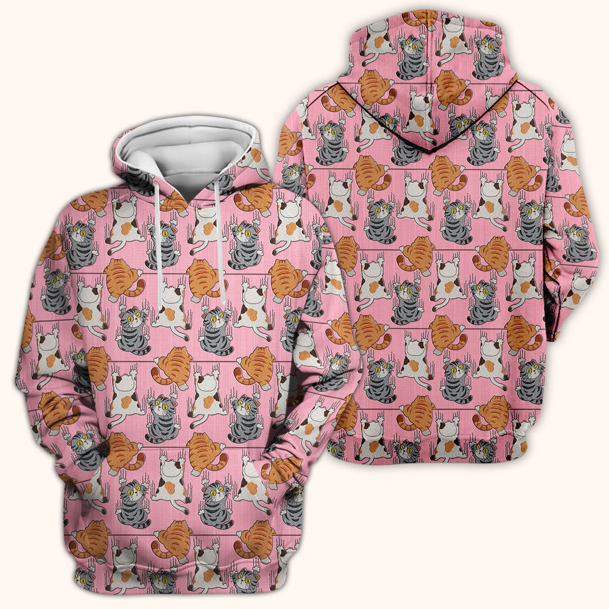 Cute Cat Pattern Nurse Scrub Top, Cats Medical Pattern Shirt, Breathable Fabrics Nursing Uniform