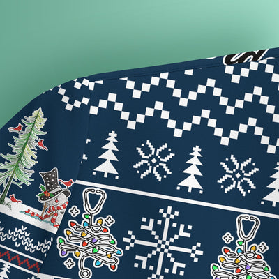 Snowman Christmas Scrub Top, Funny Holiday Nurse Shirt, It's The Most Wonderful Time Of The Year Uniform FOr Nursing