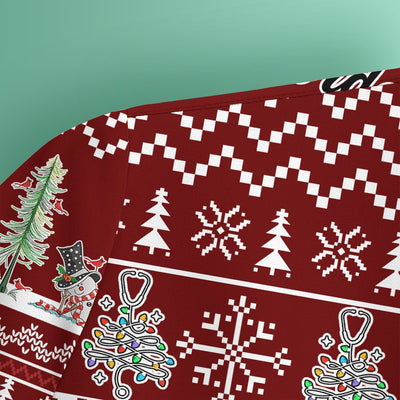 Snowman Christmas Scrub Top, Funny Holiday Nurse Shirt, It's The Most Wonderful Time Of The Year Uniform FOr Nursing