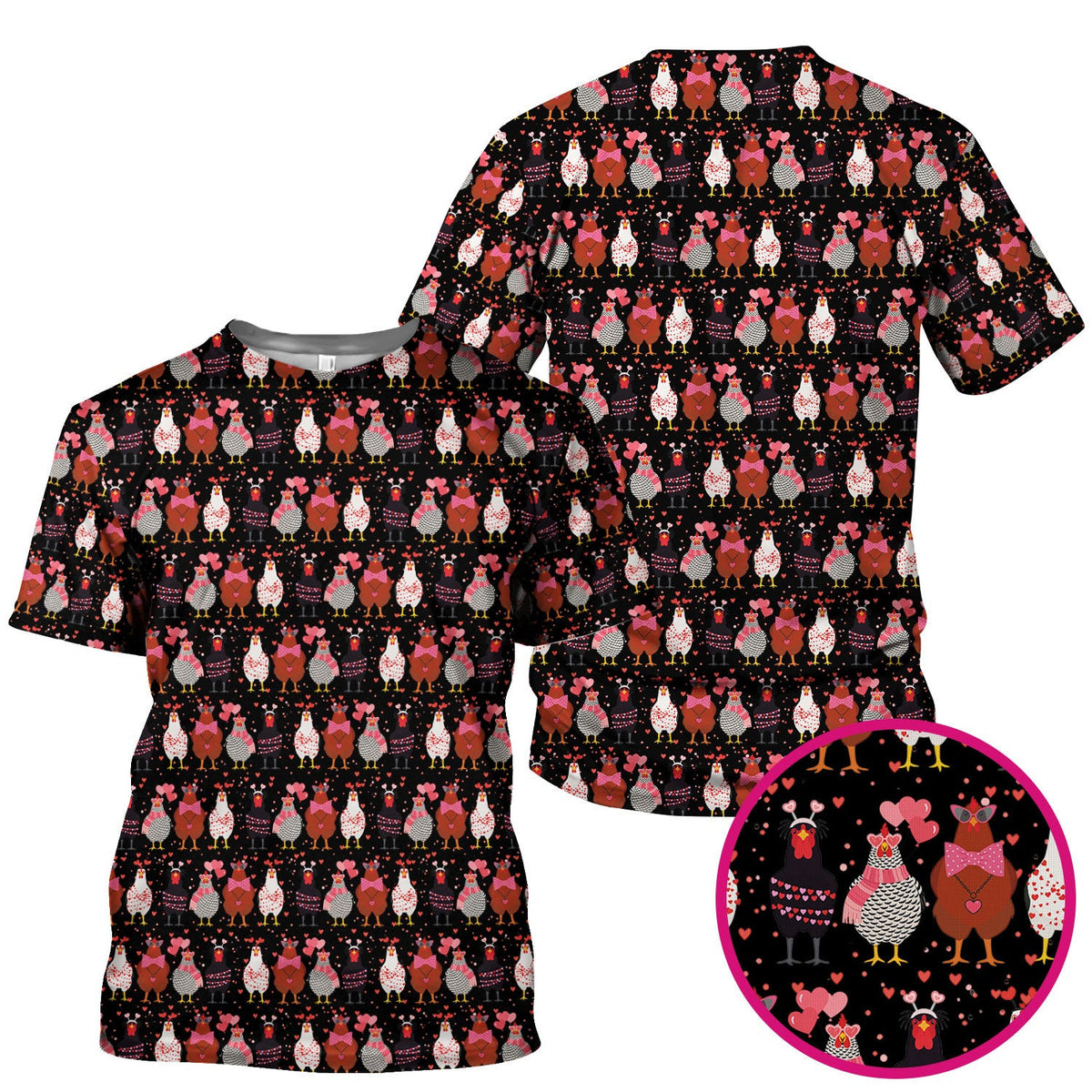 Funny Chicken Valentine Scrub Top, Chicken Pattern Scrub Shirt For Nursing, Valentine Gift For Nurse