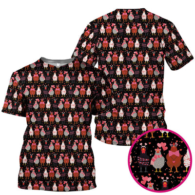 Funny Chicken Valentine Scrub Top, Chicken Pattern Scrub Shirt For Nursing, Valentine Gift For Nurse