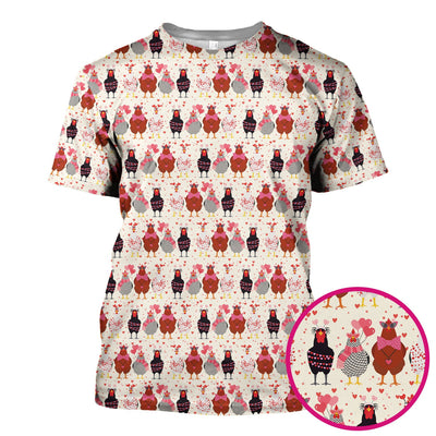 Funny Chicken Valentine Scrub Top, Chicken Pattern Scrub Shirt For Nursing, Valentine Gift For Nurse