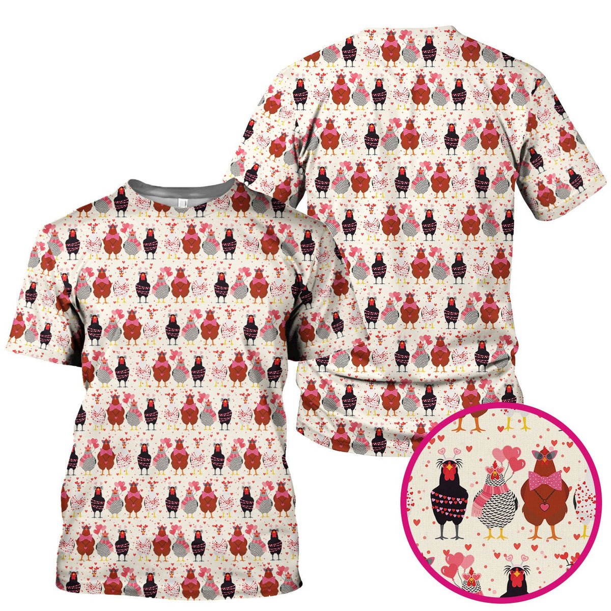 Funny Chicken Valentine Scrub Top, Chicken Pattern Scrub Shirt For Nursing, Valentine Gift For Nurse
