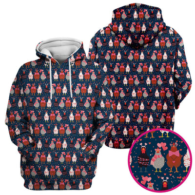Funny Chicken Valentine Scrub Top, Chicken Pattern Scrub Shirt For Nursing, Valentine Gift For Nurse