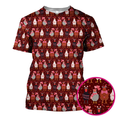 Funny Chicken Valentine Scrub Top, Chicken Pattern Scrub Shirt For Nursing, Valentine Gift For Nurse