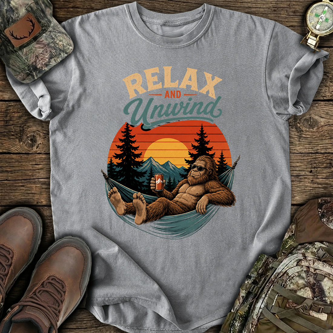 Funny Bigfoot Camping T-Shirt