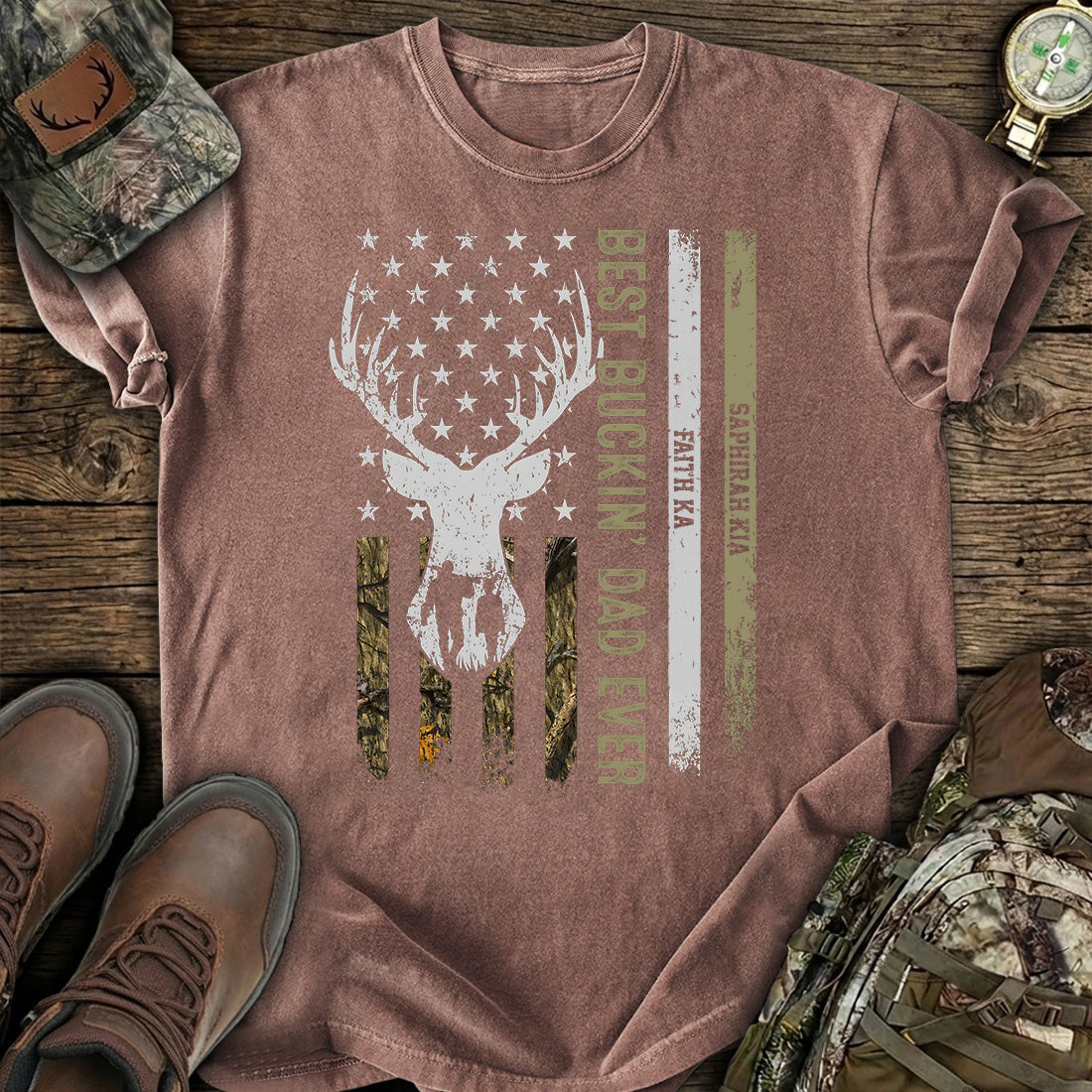 Custom Hunting Dad American T-Shirt