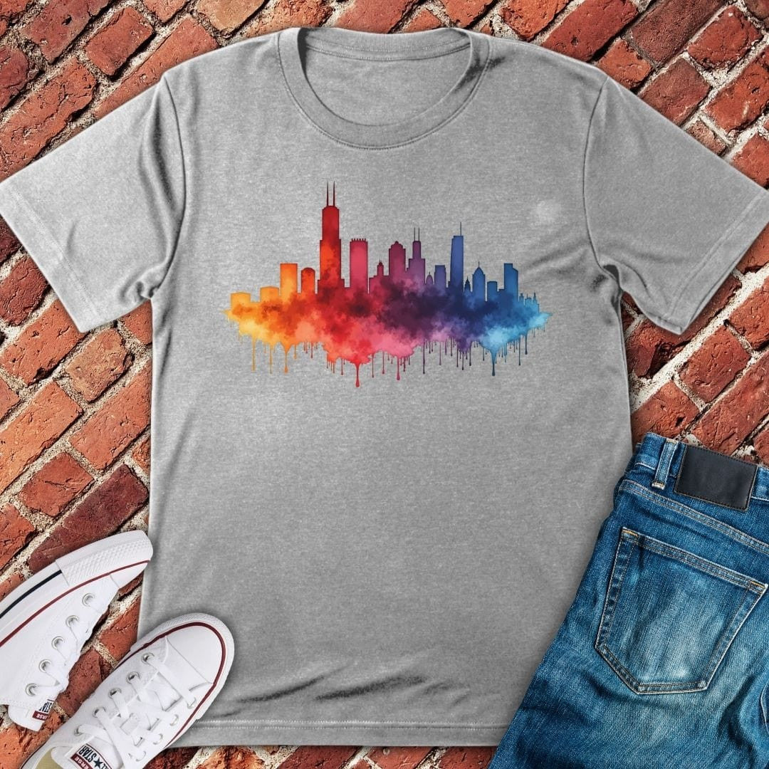 Chicago Rainbow Skyline T-Shirt Gift For Chicago Lovers - Unisex Graphic Tee
