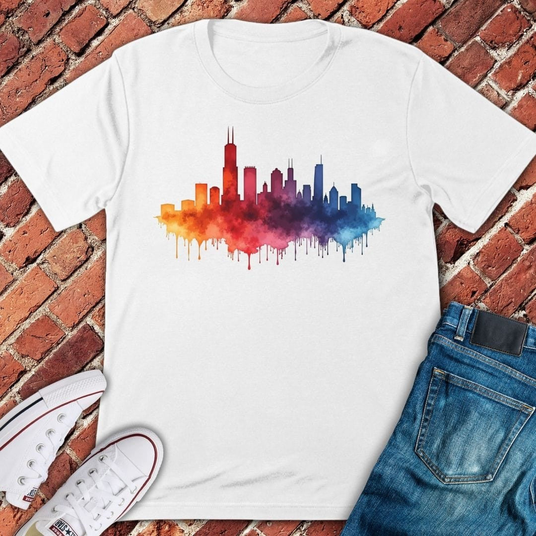 Chicago Rainbow Skyline T-Shirt Gift For Chicago Lovers - Unisex Graphic Tee