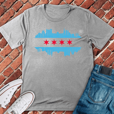Chicago Skyline Flag T-Shirt Gift For Chicago Lovers - Unisex Graphic Tee