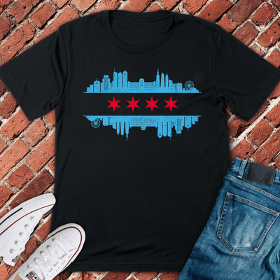Chicago Skyline Flag T-Shirt Gift For Chicago Lovers - Unisex Graphic Tee