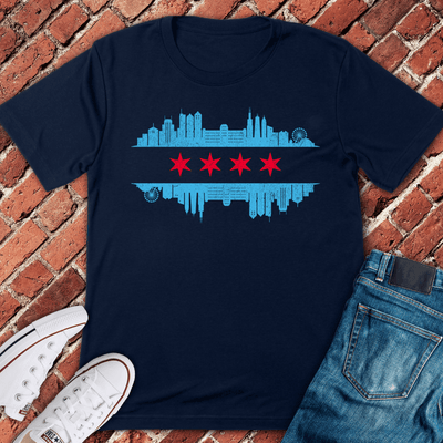 Chicago Skyline Flag T-Shirt Gift For Chicago Lovers - Unisex Graphic Tee