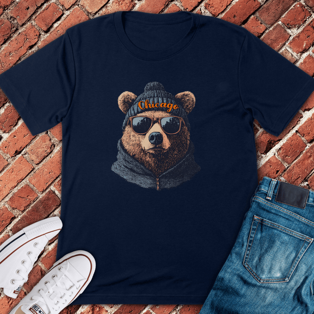 Beanie Bear Vibes T-Shirt Gift For Chicago Lovers - Unisex Graphic Tee