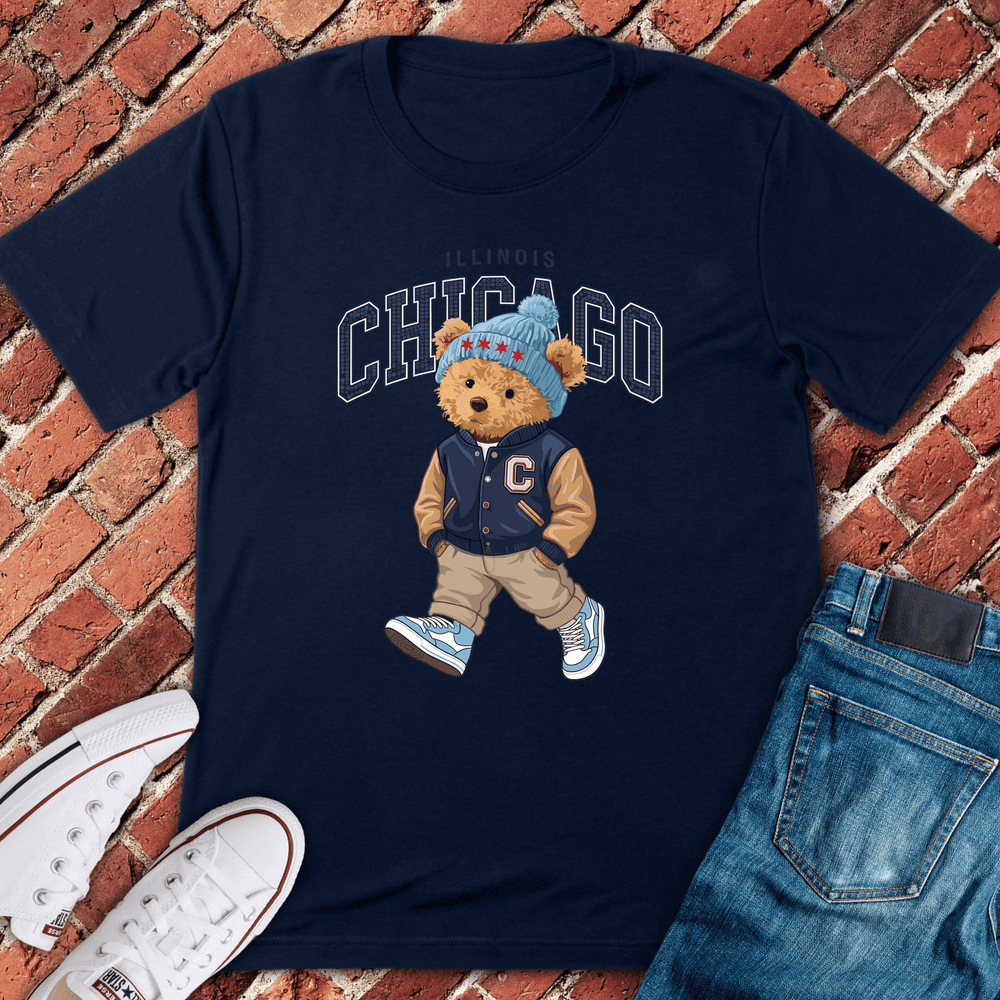 Chicago Walking Bear T-Shirt Gift For Chicago Lovers - Unisex Graphic Tee