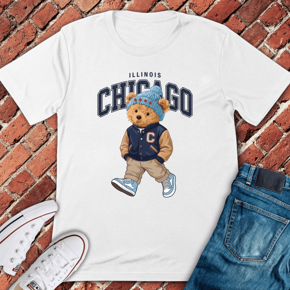 Chicago Walking Bear T-Shirt Gift For Chicago Lovers - Unisex Graphic Tee