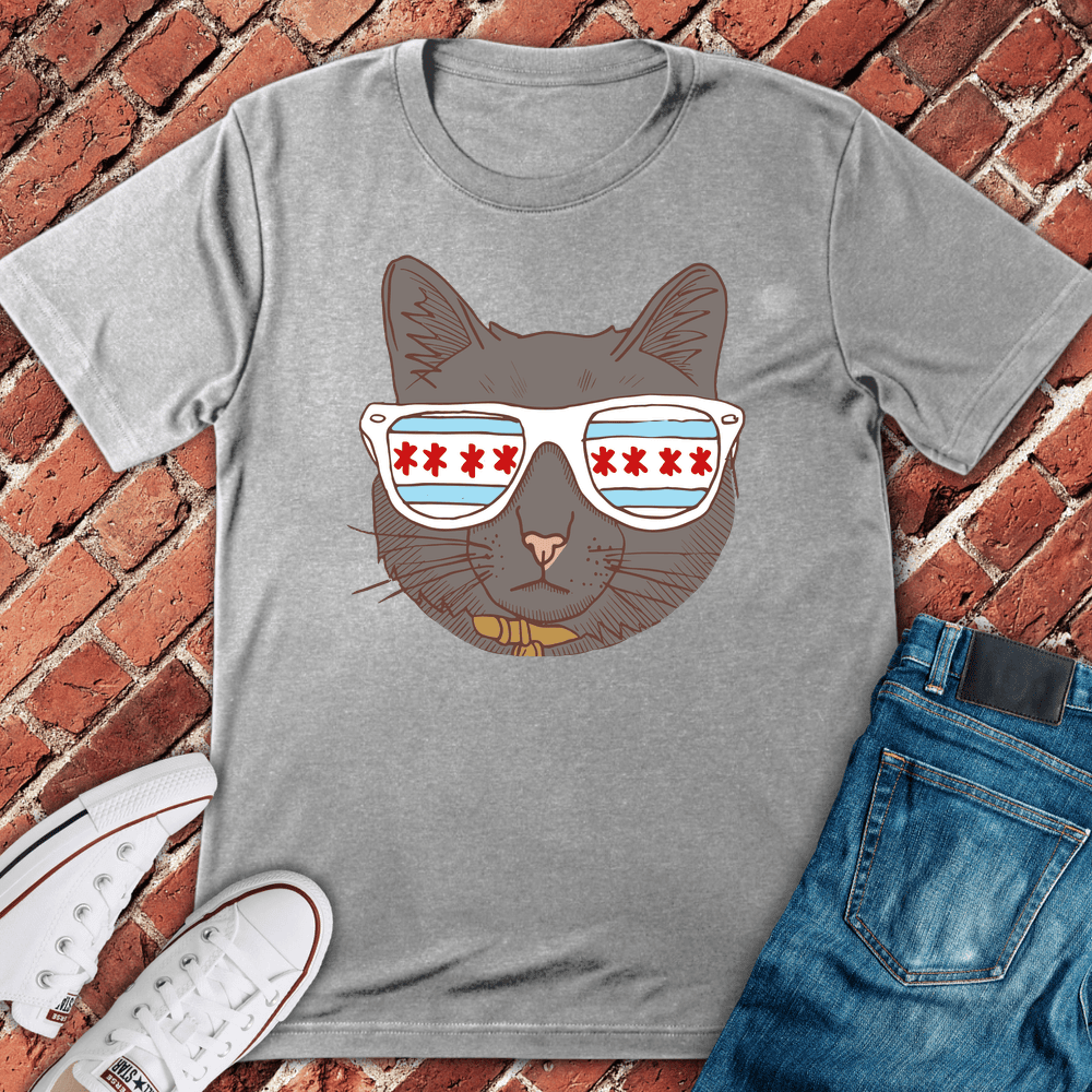 CHI Cat Shades T-Shirt Gift For Chicago Lovers - Unisex Graphic Tee