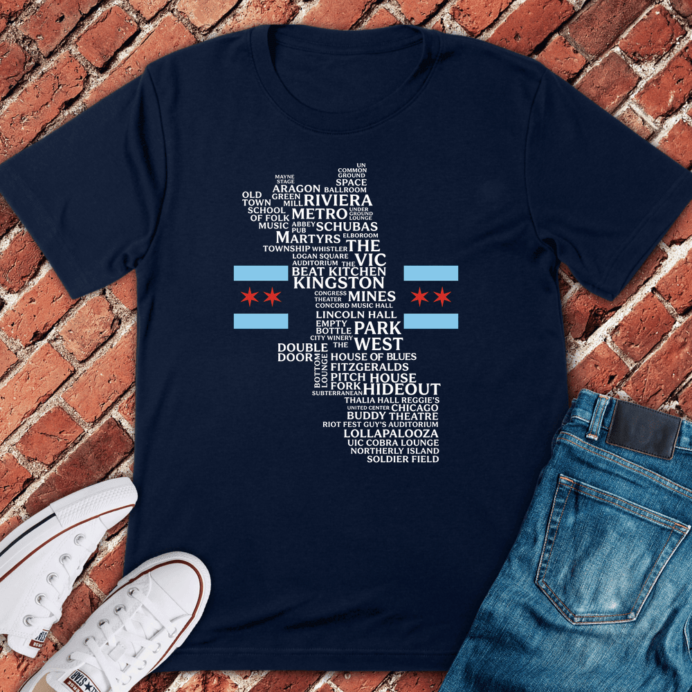 CHI Venue Flag T-Shirt Gift For Chicago Lovers - Unisex Graphic Tee