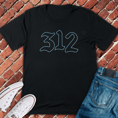312 Outline T-Shirt Gift For Chicago Lovers - Unisex Graphic Tee