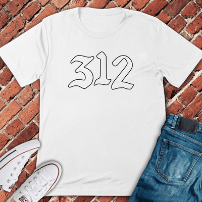 312 Outline T-Shirt Gift For Chicago Lovers - Unisex Graphic Tee