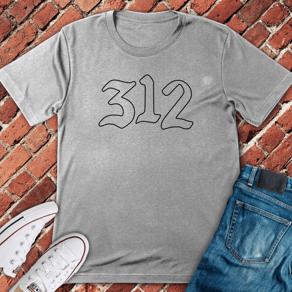 312 Outline T-Shirt Gift For Chicago Lovers - Unisex Graphic Tee