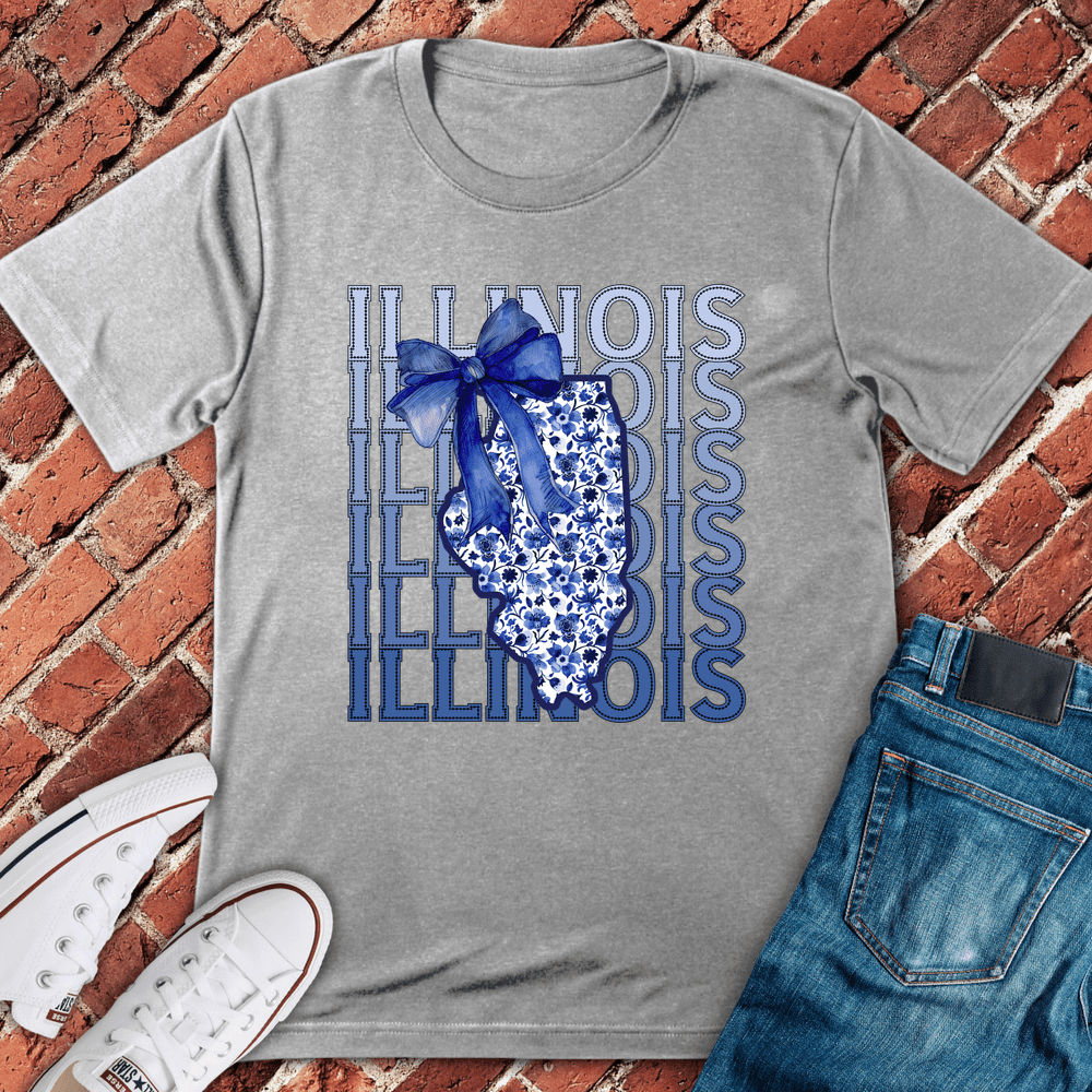 Blue Illinois Bow T-Shirt Gift For Chicago Lovers - Unisex Graphic Tee