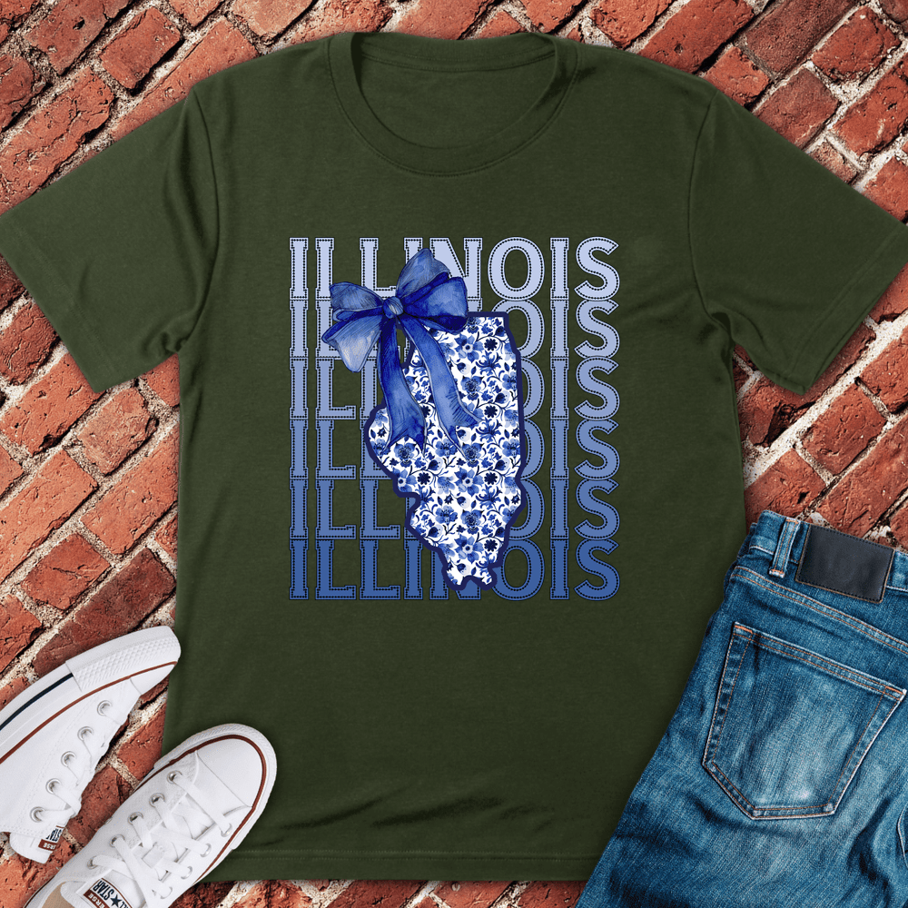 Blue Illinois Bow T-Shirt Gift For Chicago Lovers - Unisex Graphic Tee