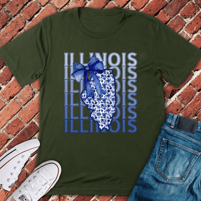 Blue Illinois Bow T-Shirt Gift For Chicago Lovers - Unisex Graphic Tee