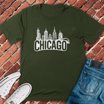 Chicago Curved Skyline T-Shirt Gift For Chicago Lovers - Unisex Graphic Tee