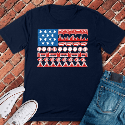 CHI Flag Icons T-Shirt Gift For Chicago Lovers - Unisex Graphic Tee