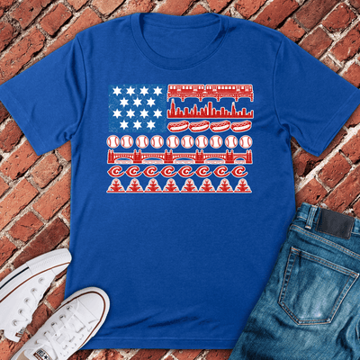 CHI Flag Icons T-Shirt Gift For Chicago Lovers - Unisex Graphic Tee