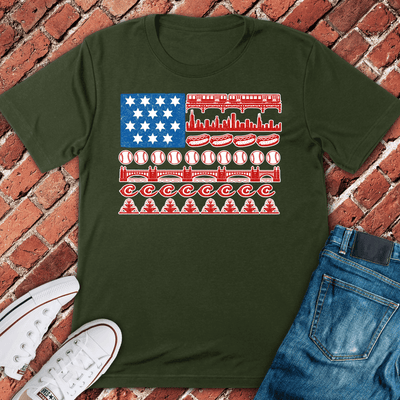 CHI Flag Icons T-Shirt Gift For Chicago Lovers - Unisex Graphic Tee