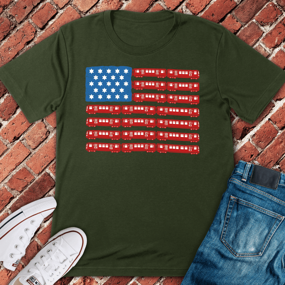 CHI Train Flag T-Shirt Gift For Chicago Lovers - Unisex Graphic Tee