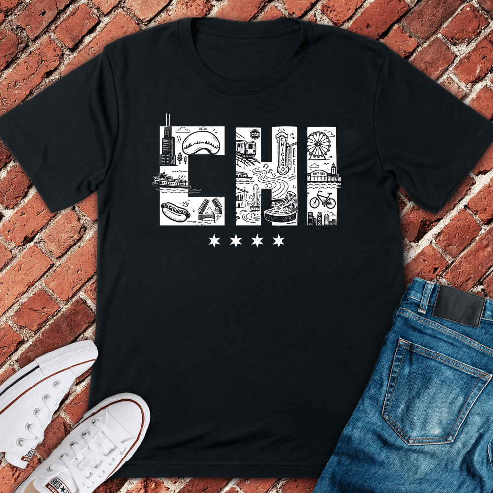 CHI City Collage T-Shirt Gift For Chicago Lovers - Unisex Graphic Tee