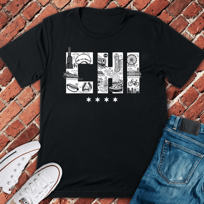 CHI City Collage T-Shirt Gift For Chicago Lovers - Unisex Graphic Tee